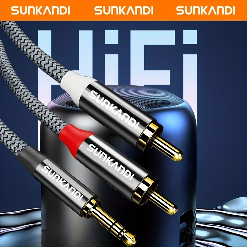 SUNKANDI RCA zu 3,5mm Audiokabel, 3,5mm zu 2 RCA Stereo-Aux-Kabel für Smartphones, MP3, Tablets, Lautsprecher, HDTV