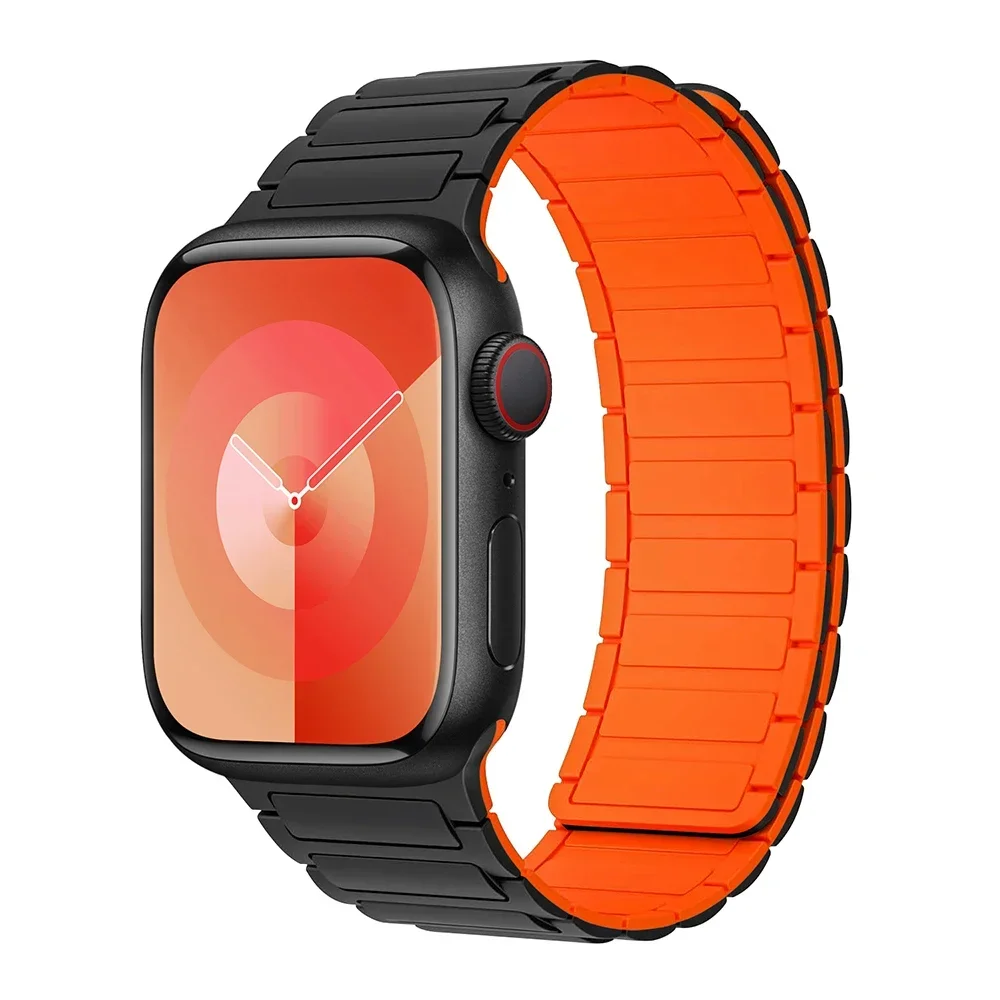 Pulseira de Silicone Esportiva para Apple Watch Band, Pulseira Magnética, iWatch 6, 5, 4, 3, SE Correa, 49mm, 10, 9, 8, 7, 45mm, 41mm, 46 milímetros, 42 milímetros