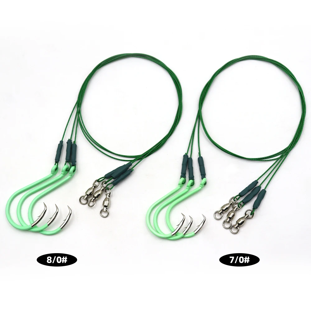 ZYZHE 3/6 Stück Kreishaken-Rigs mit Edelstahl-Leadern und leuchtendem Adlerhaken für Süß- und Salzwasser-Angeln – Detail 11