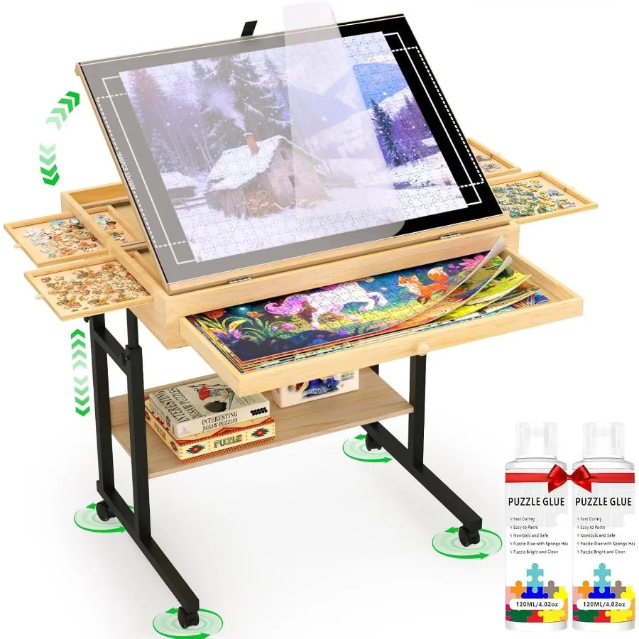 

Large Puzzle Table with Drawer for 3001500 Piece Jigsaw Puzzles Adjustable Height and Angle Wooden Puzzle Board with Felt PP Co