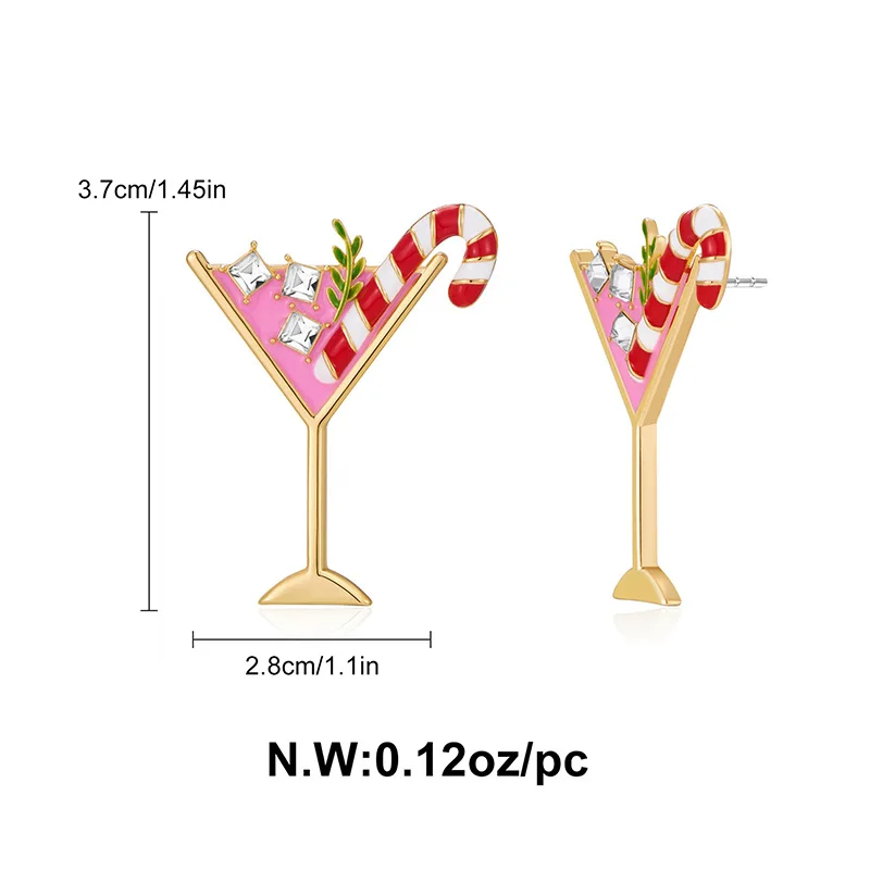 أقراط عيد الميلاد للنساء لقضاء عطلة مارتيتي زجاجية متدلية ملونة على شكل قصب حلوى يهتف عيد الميلاد إكسسوار لطيف للهدايا المتألقة