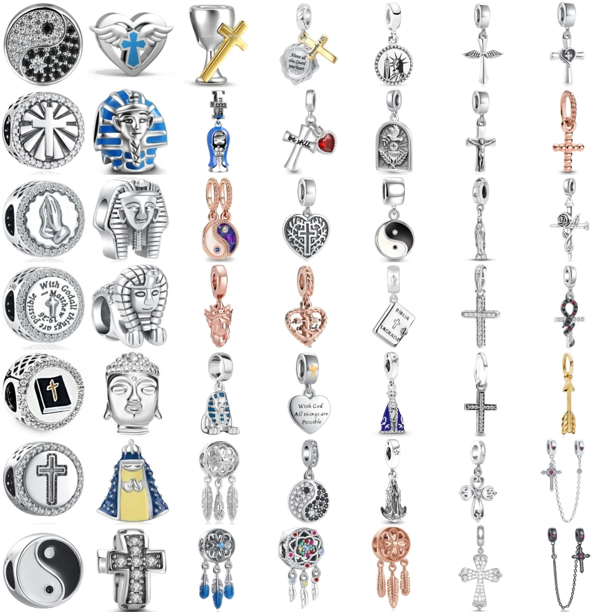 

Fashion 925 Silver Religious Belief Cross Sphinx Buddha Peace Dove Charms Beads Fit Original Bracelet Trinkets Accessories