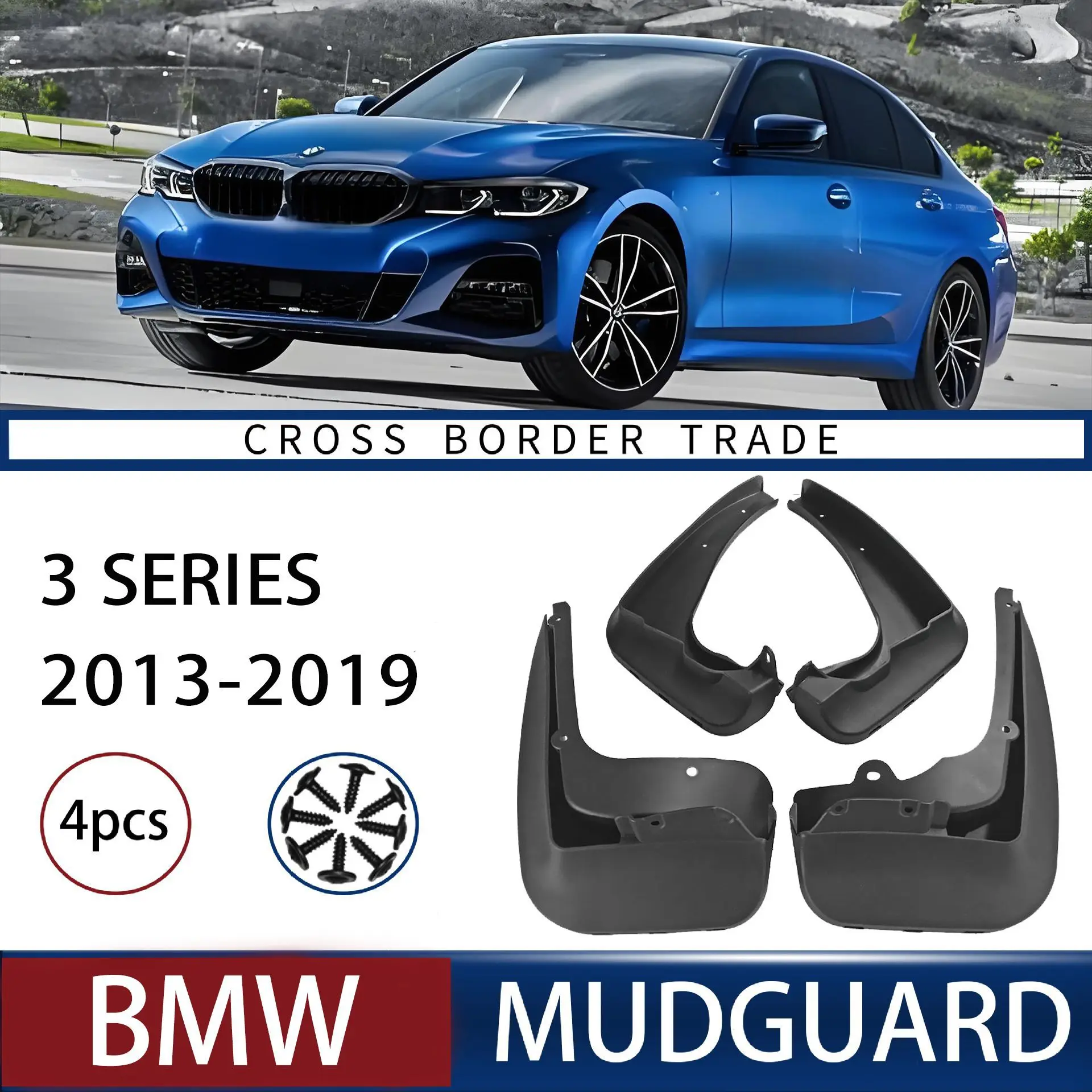 

4PCS Car Front Rear Mud Flaps Splash Guards Auto Fender Mudguards Accessories for BMW 3 Series F30 F31 2012-2019