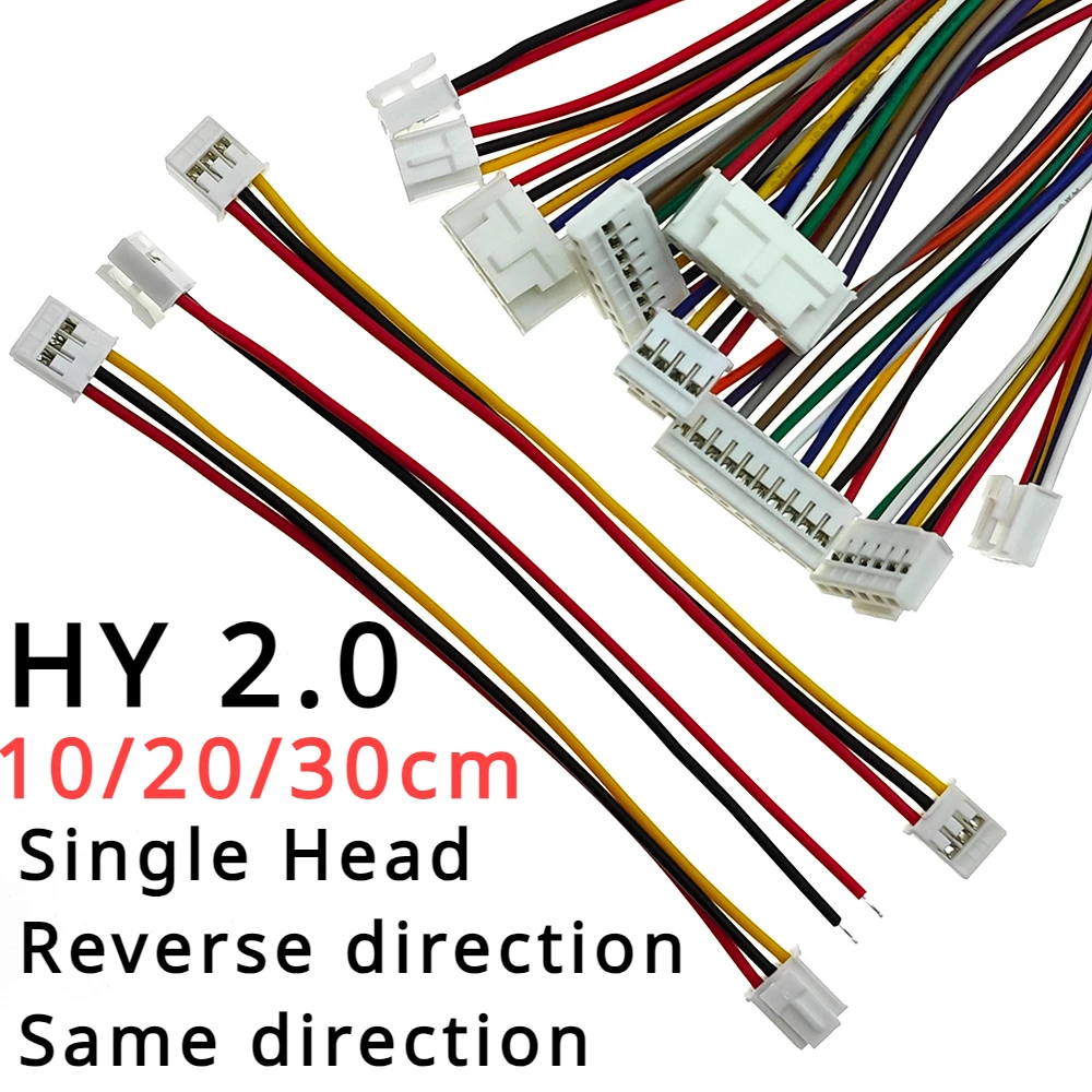 

10pcs 26AWG HY 2.0mm Pitch 2/3/4/5/6/7/8/9/10 Pin Harness Cable 10/20/30cm Single/Double Head Same Direction / Reverse Direction