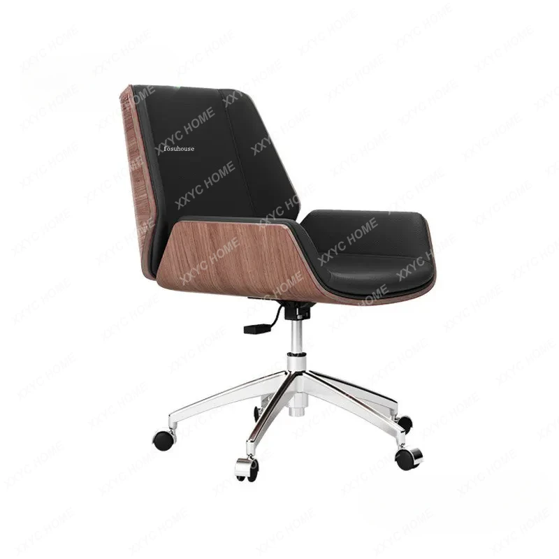 

Modern Wood Backrest Office Chairs Luxury Computer Chair Office Furniture Simple Staff Office Chair Leather Swivel Gaming Chair