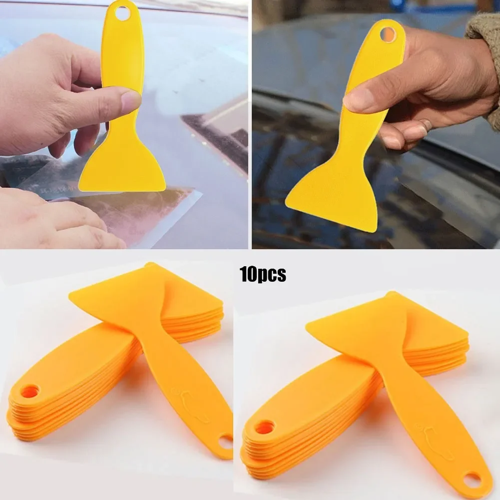 10Pcs Car Film Tools Yellow Scraper Glass Window Cell-Phone Film Plastic Small Scraper Lamp Film Triangle-Scraper Accessories