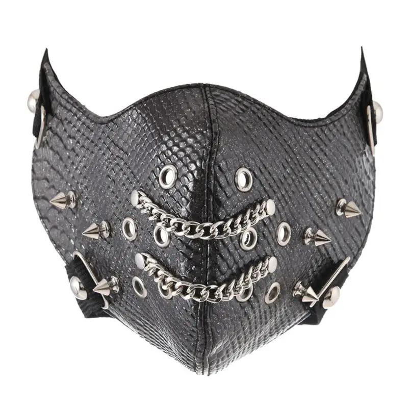 652F قناع دراجة نارية لراكبي الدراجات النارية على الطراز القوطي الشرير بنصف وجه مضاد للغبار، هدايا قناع رياضي