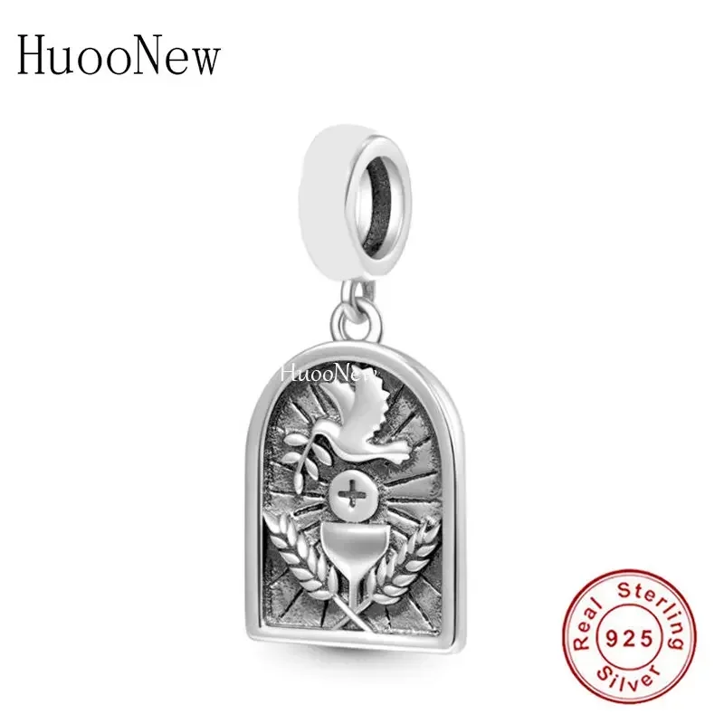 Fit Original Pan Charms Bracelet 925 Sterling Silver Church Dove Cup Cross Confirmation Bead For Making Women Berloque 2023 DIY