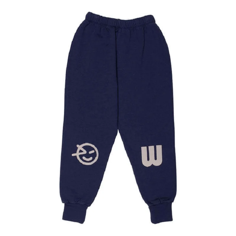 2024 Autumn WYN Children Clothes Set Boys Patchwork Pants Girls Plush Print Sweatpants Baby Kids Sporty Trousers Child Outfit