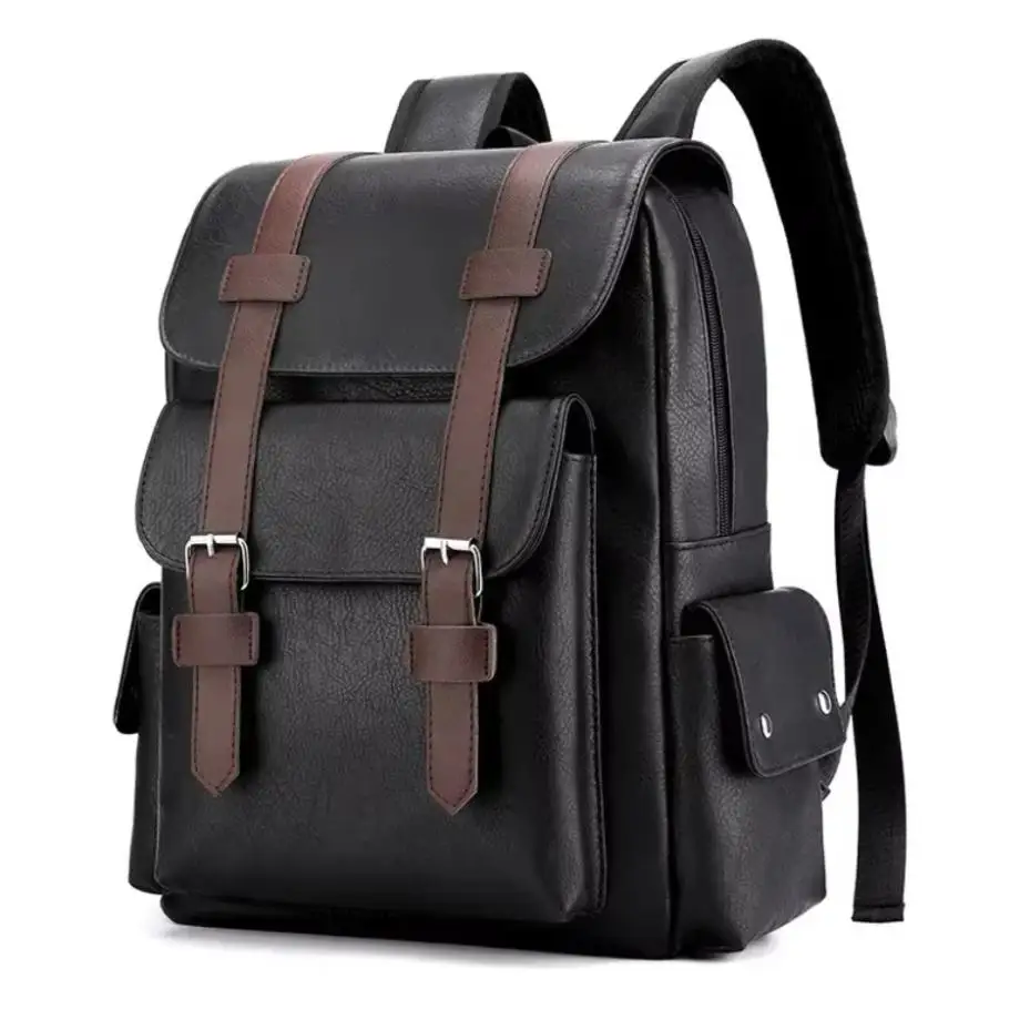 

1 Pcs Korean Style PU Leather Backpack Casual School Bag For Men Women Laptop Travel Backpack Student Bookbag Fashion Daypack