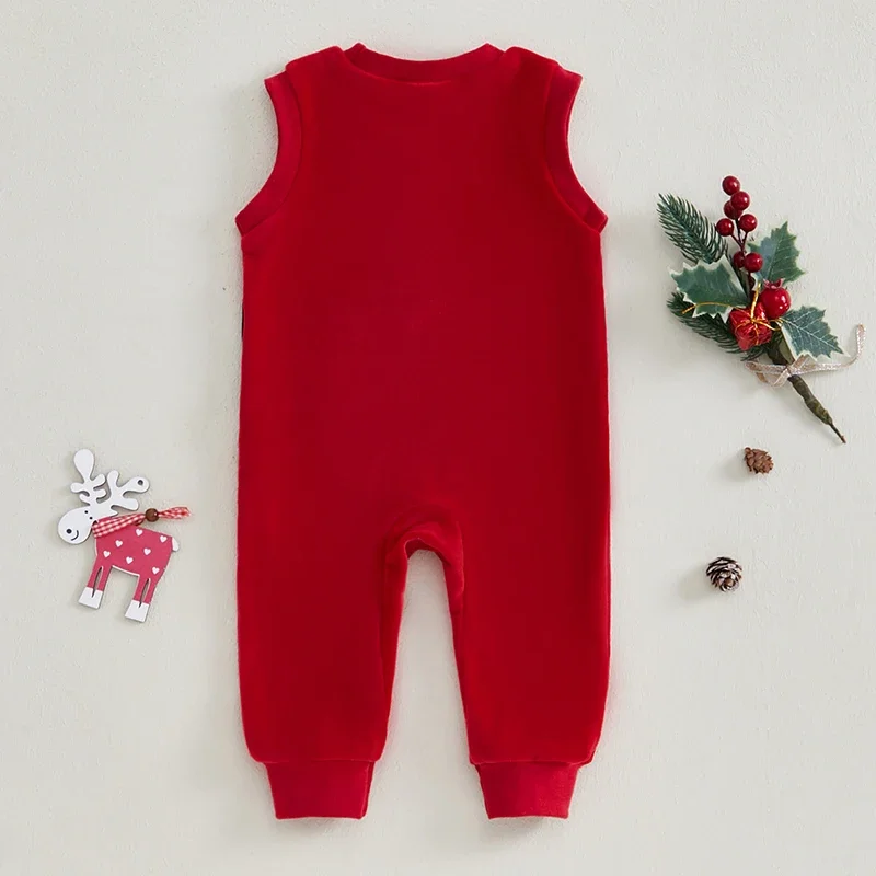 Toddler Kids Baby Christmas Fuzzy Rompers Reindeer Embroidery Crew Neck Jumpsuits Newborn Boys Girls Clothes