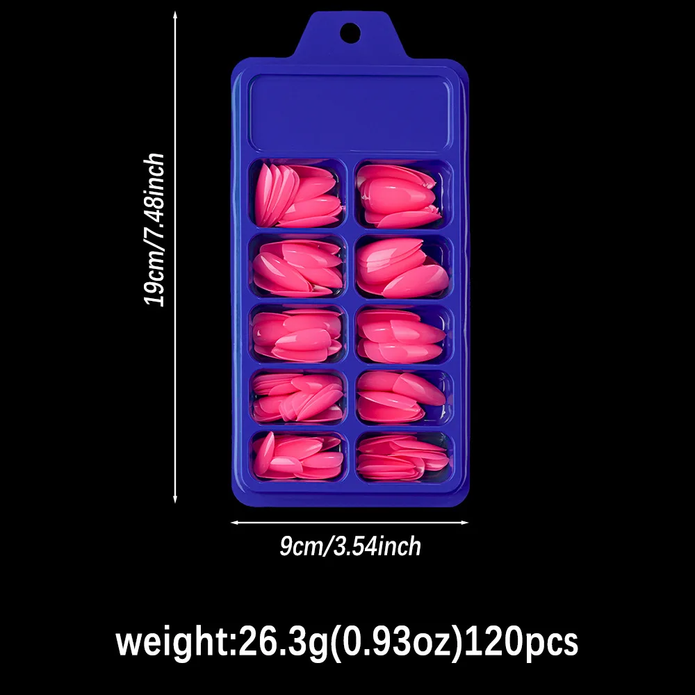 120 Stück weinrote Mandel-Nagelpresse, vollständige Abdeckung, künstliche Nagelspitze, falsche Fingerspitzen für Dating/Party, Frauen, Maniküre-Verlängerungsspitze