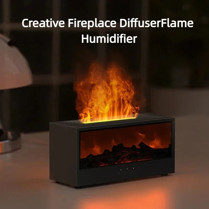 Simulated Diffuser Colorful Night Light Bonfire Flame  Essential Oil Fireplace Diffuser with Timer Remote for Home Creative Gift