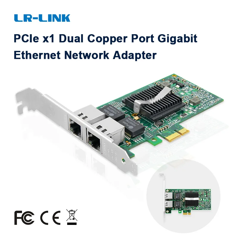 LR-LINK 9202PT Gigabit Ethernet Card Network Adapter PCI-Express x1 Dual Port RJ45 Lan Card PC Intel 82575