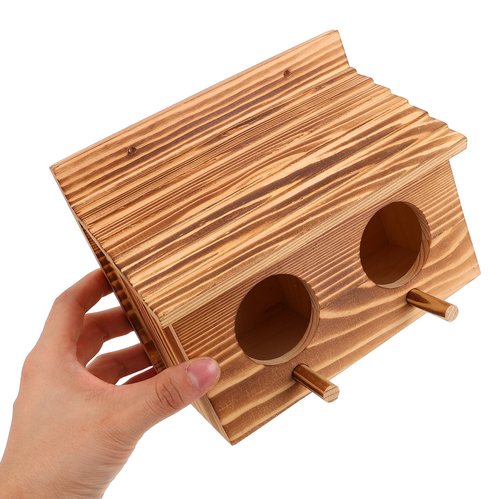 

Wooden Birdhouse Double Hole Outdoor Nest Natural Wood Nesting Box Parrot Breeding Box Cockatiel Finch Bird Nest