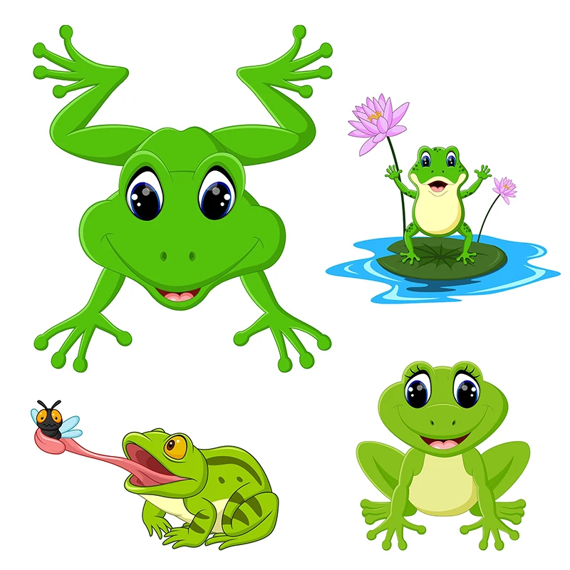 

C245#Funny Green Frog Cartoon Sitting On A Leaf Wall Sticker Bathroom Toilet Decor Living Room Cabinet Refrigerator Decoration