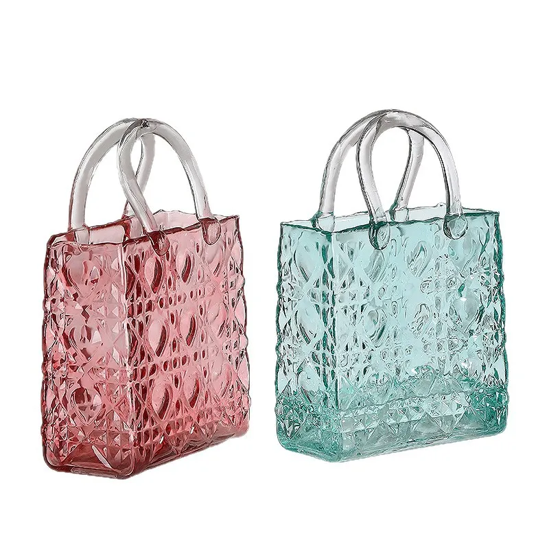 

European bag vase high-end ornament handbag vase glass high-end decorative vase