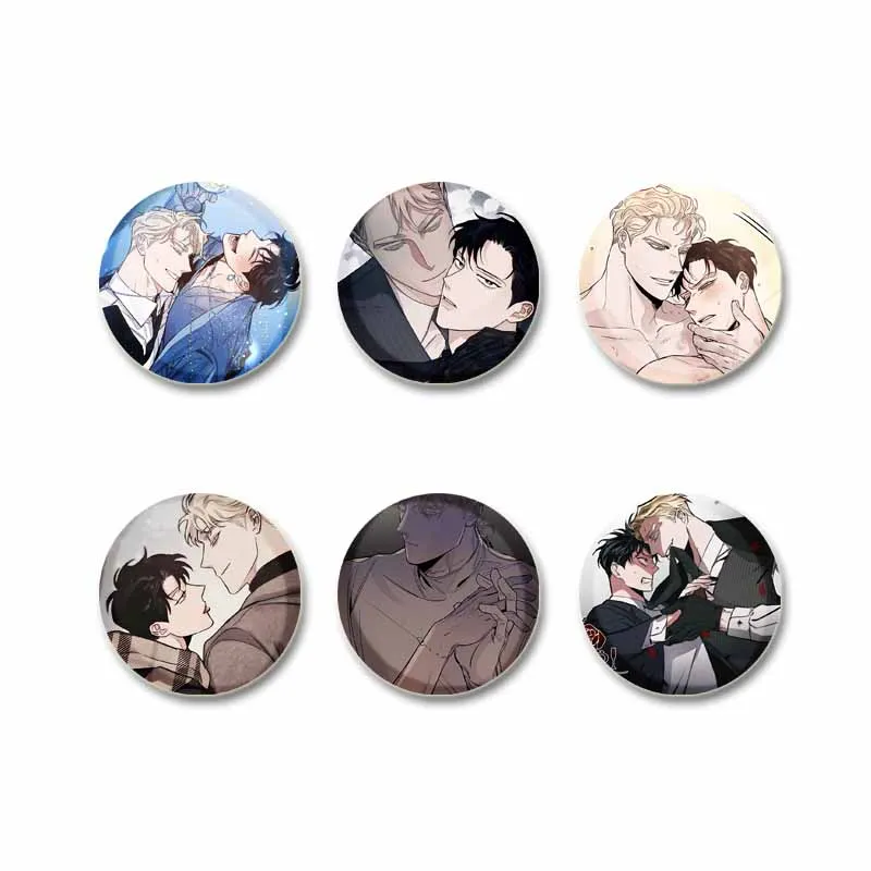 Korean BL Manhwa Roses and Champagne Acrylic Brooch Leewon Caesar Comic Characters Cosplay Badge for Backpack Gifts for Friend