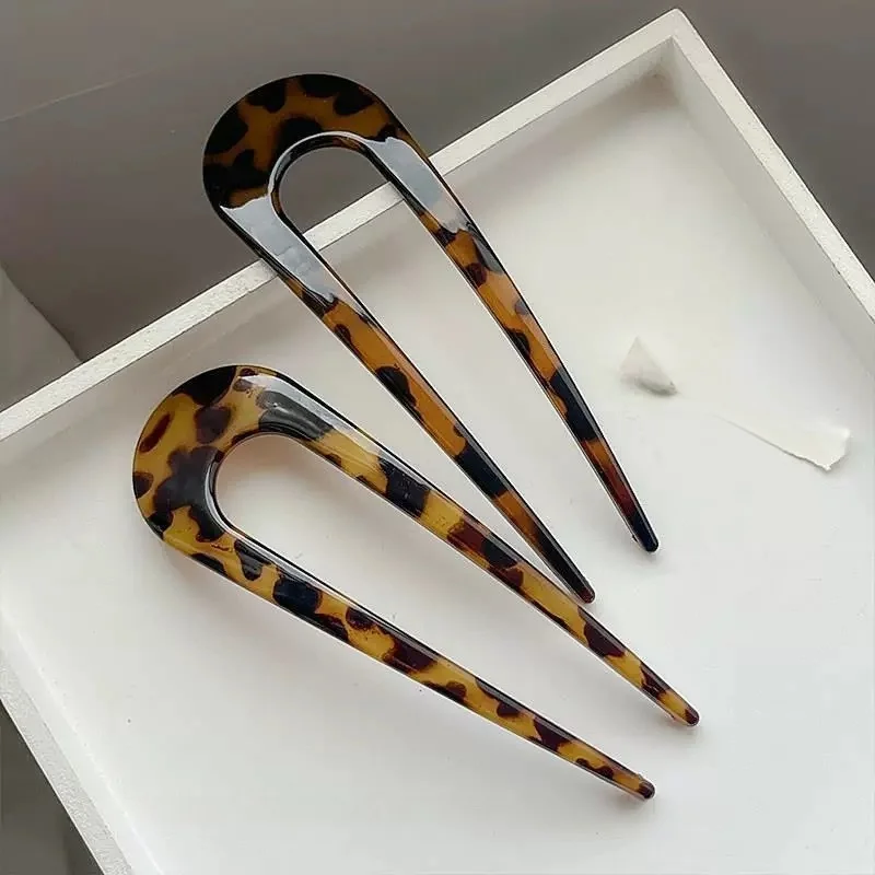 U-Shape Hair Forks Korean Styles Hairpin Acrylic Hair Sticks Bun Women Girls Vintage Hairstyle Fashion Hair Accessories Headband view 4