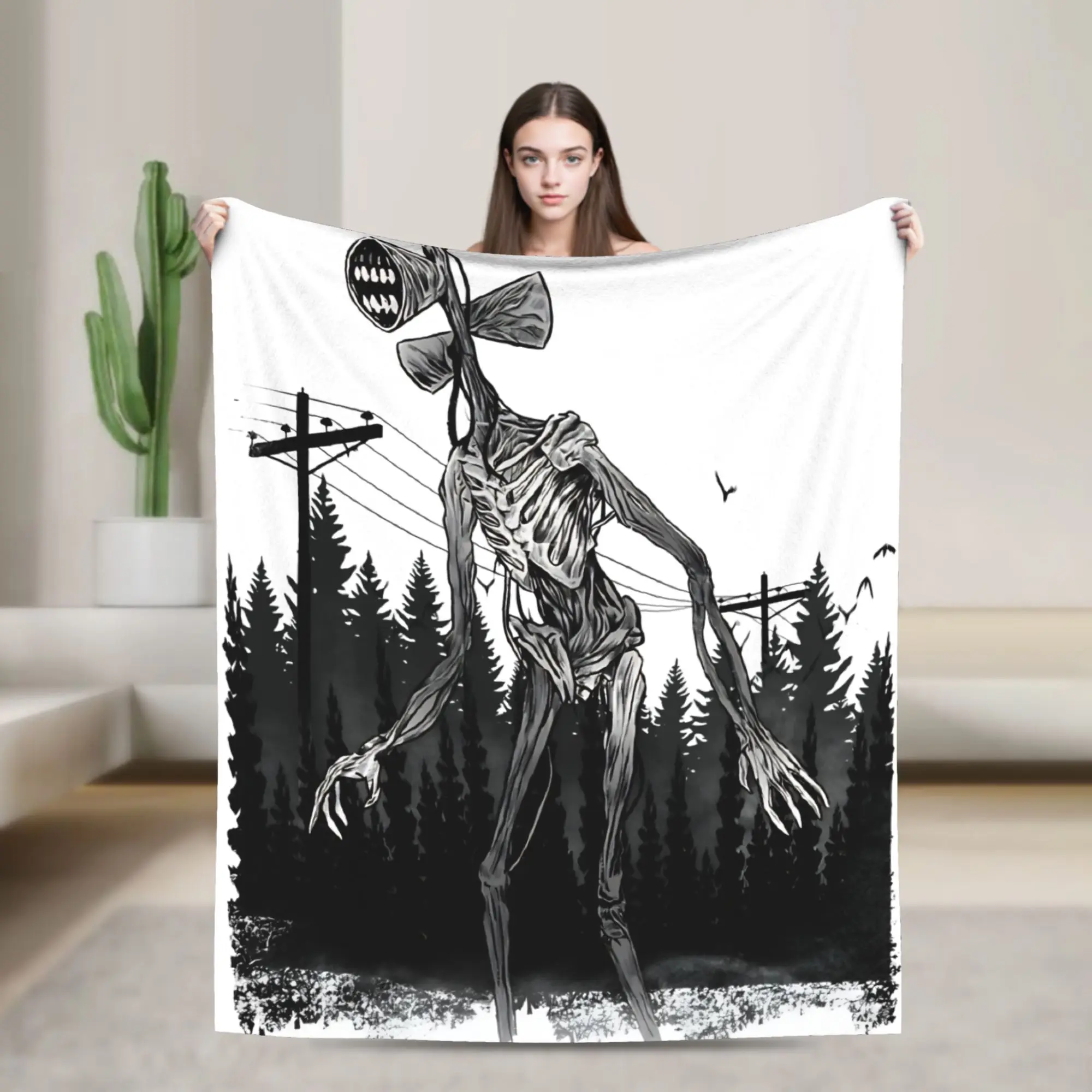 Siren Head Horror Blanket Cover  Plush Throw Blanket Bed Sofa Personalised Soft Warm Bedspread