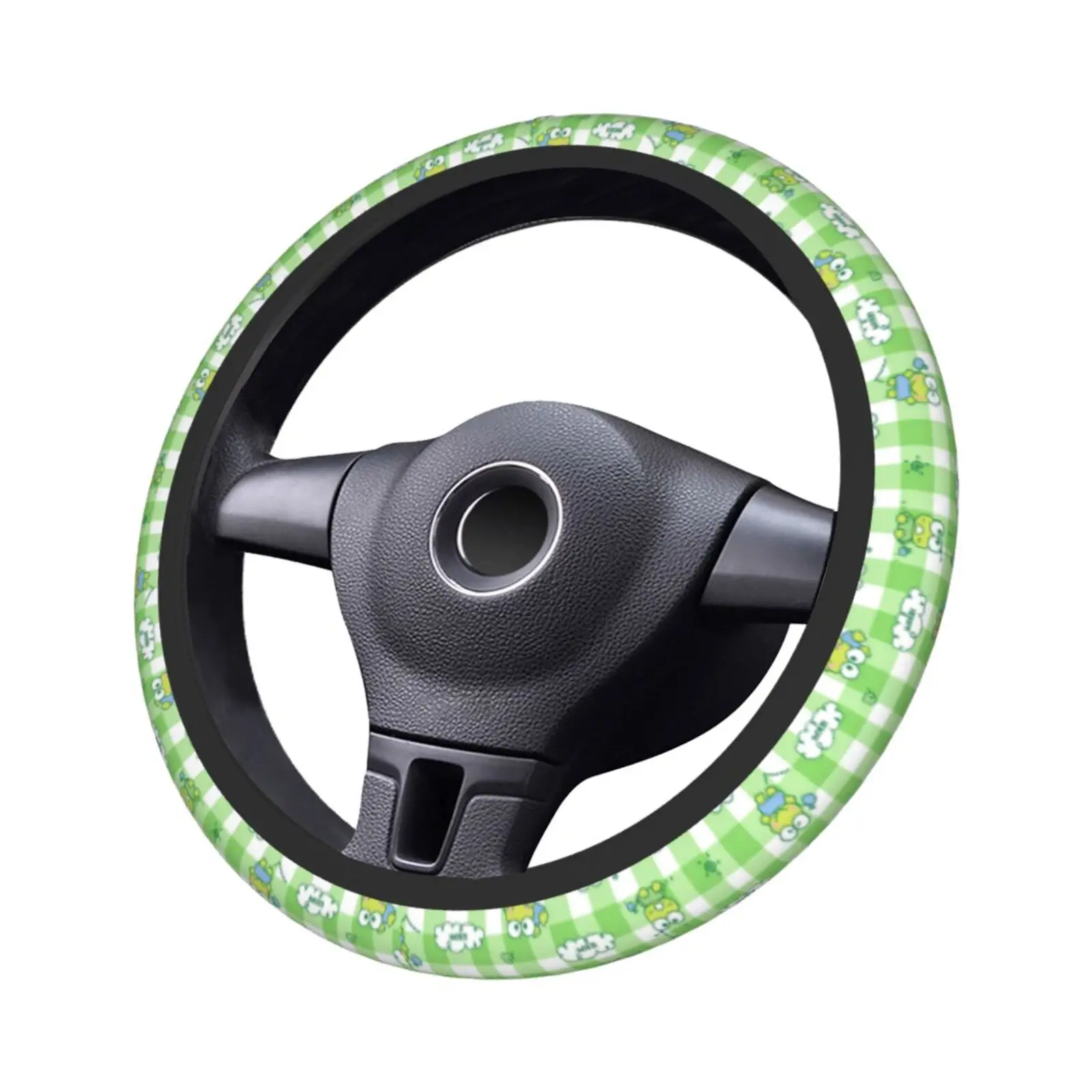 Steering Wheel Cover Green Big Eyed Frog Car Parts Universal 15 Inch Chloroprene Rubber Breathable Anti Slip view 3