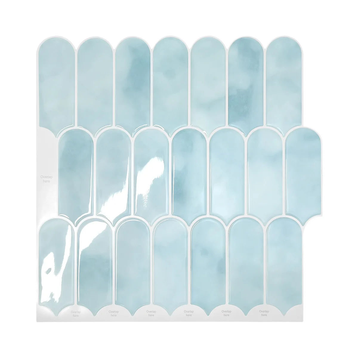 Sky Blue Peel-off Kitchen Wall Decoration 12-inch PVC Wall Panel 3D Fish Scale Glue Tile Kitchen Bathroom Wall Decoration