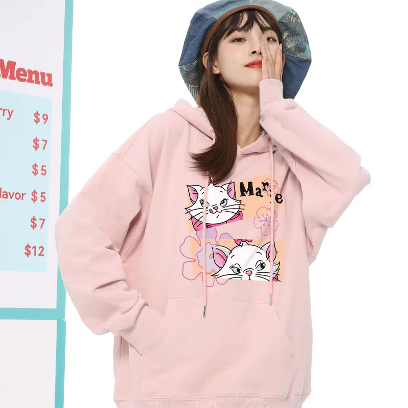 Disney The AristoCats Sweater  Disney Marie Women\'s Small Autumn  Winter Hooded Jacket Girls\' Clothes Cute Cartoon  Comfortable