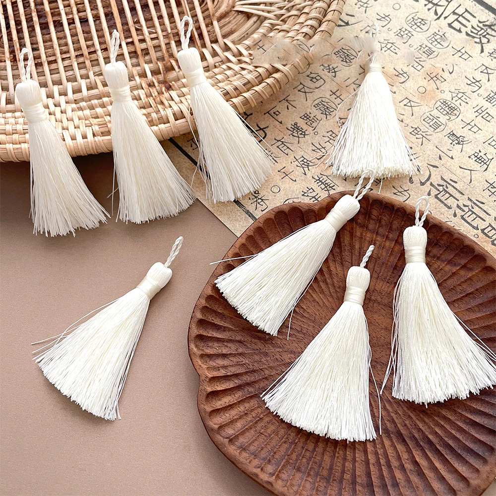 20 PCS Vintage Chinese Style Hand Woven White Tassel Pendant DIY Jewelry Making Necklace, Bracelet, Clothing Accessory Materials