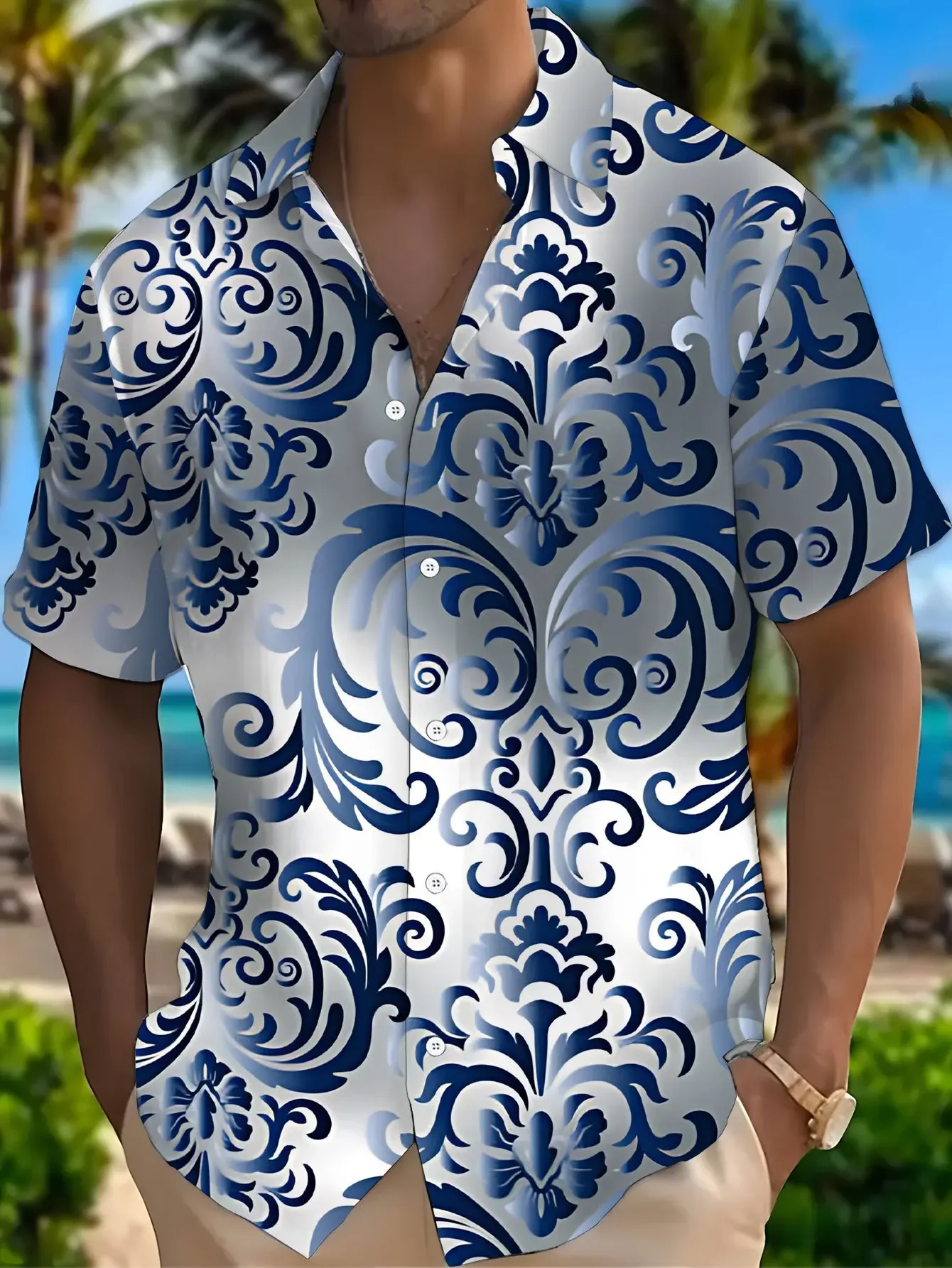 Summer Lightweight Hawaiian Shirt Men CasualMan Women Short Sleeve Fashion Print Breathable Beach Vacation Tops