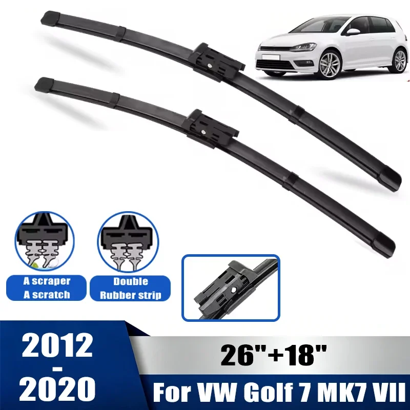 

2pcs Wiper Front Wiper Blades Set For Volkswagen Golf 7 MK7 VII 2012-2020 2013 2014 2015 Windshield Windscreen Window 26"+18"