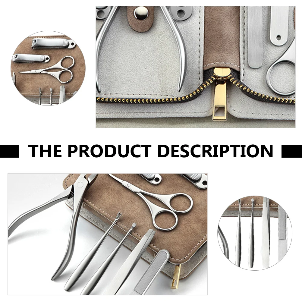 1 مجموعة الفولاذ المقاوم للصدأ مسمار المقص كيت 8 في 1 مجموعة أدوات مانيكير مع حقيبة PU مقص أظافر المهنية أداة تهذيب الأظافر