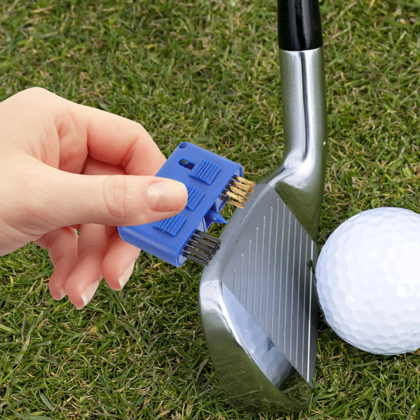 

2pcs Golf Club Brush Ball Head Brush Copper Bristles 3-in-1 Cleaner for Home Yard Training Dust Remover Durable Reusable