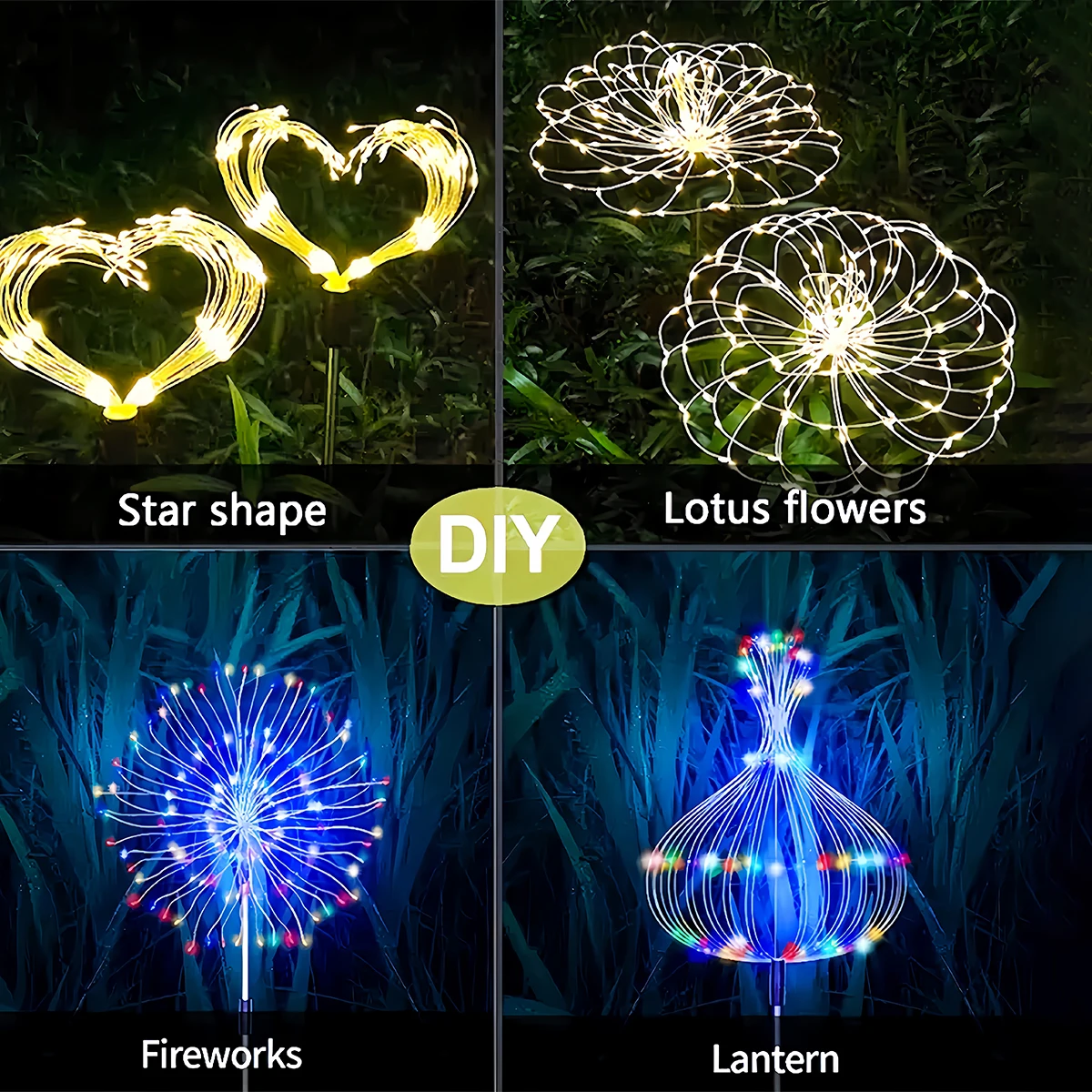 320LED Solar Fireworks Light 4 in 1 Garden Decorative Light Outdoor LED Light IP65 Waterproof Suitable for Lawn Garden Yard Road