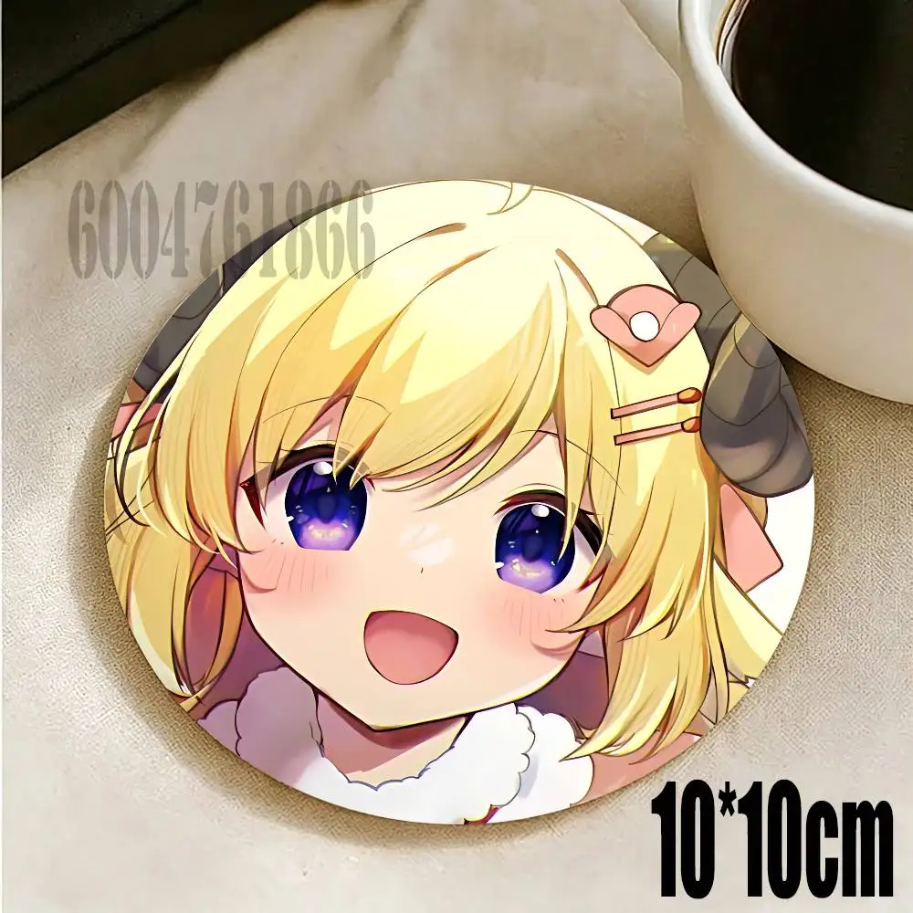 W-Watame Round Wooden Coaster Decorative Coffee Cup for Use in Coffee Shops Bars 6