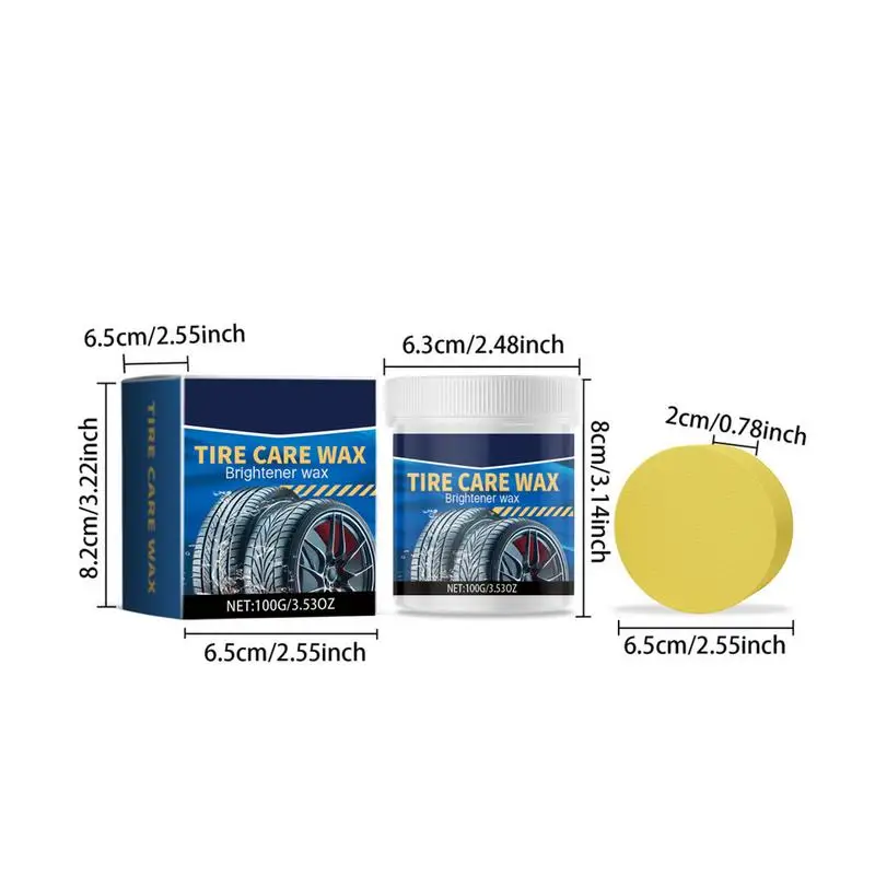 Polish Tire Paste 100g Car Tire Dressing Polish Wax For Cleaning Tyre Stain Remover Sponge Included For Car Tire High Gloss