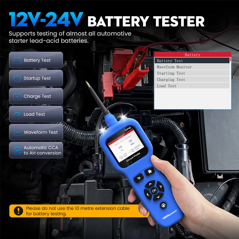 12V/24V Electric Circuit Tester Automotive Electrical System Tester Battery Tester Voltage Power Probe Diagnostic Tools