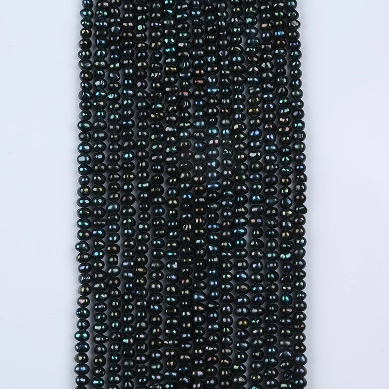 

5strands 3.5-4mm Natural Fresh Water Loose Beads Black Potato Shape Freshwater Pearl Strand