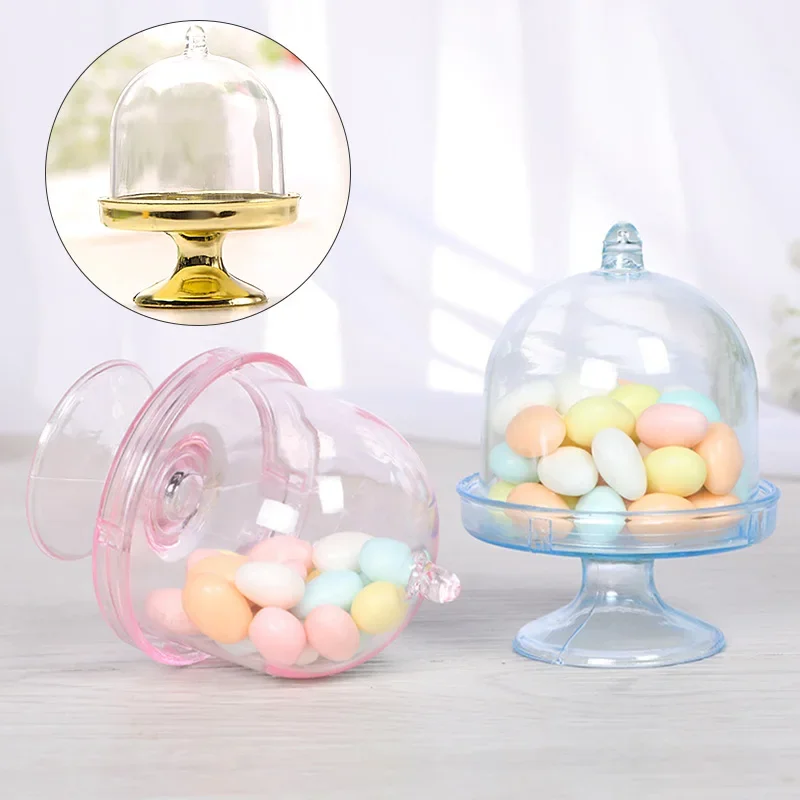 Plastic Mini Cake Stands with Lid Plastic Cupcake Stand Dome Cover Candy Chocolate Containers Dessert Display Plates Party