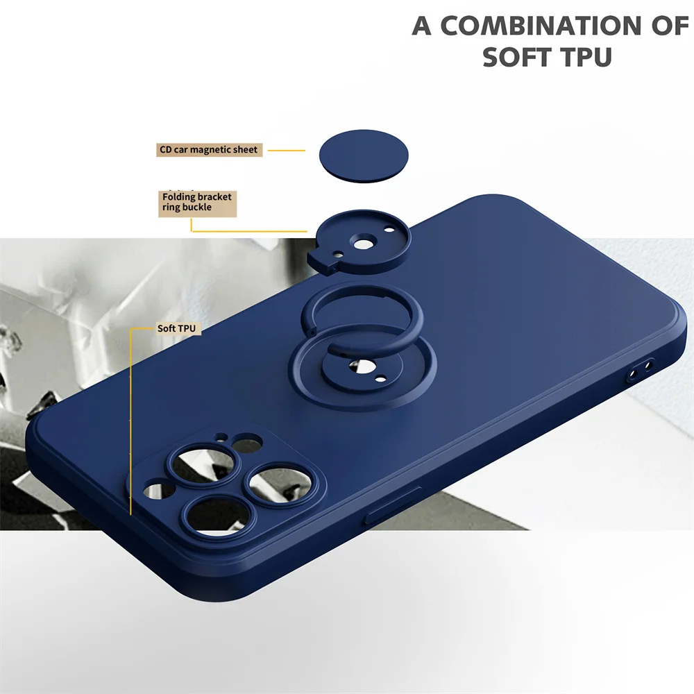 Original Silicone Magnetic Ring Holder Case For iPhone15 11 12 13 14 Pro XS Max XR XS X 6 6S 8 7 Plus Soft Stand Finger Cover