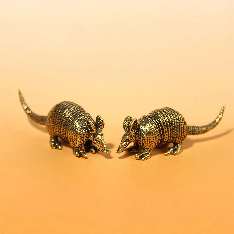 △ 1Pcs Tabletop Ornament Antique Rat Opossum Brass Figurines Vintage Metal Animals Home Desk Decoration Accessories