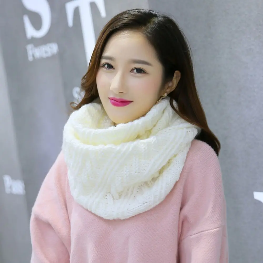 ผ้าพันคอแคชเมียร์นุ่มสำหรับฤดูหนาวผ้าพันคอถักแบบหนาสีพื้นอบอุ่นแบบเกาหลีสำหรับเด็กผู้หญิง