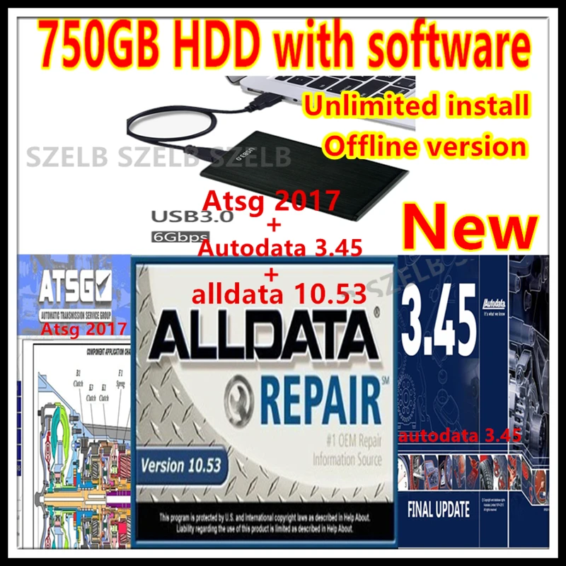 

Newest Offline Auto Repair Software Alldata 10.53+ autodata 3.45+ Atsg in 750GB HDD Auto Repair alldata software+ Wiring diagram