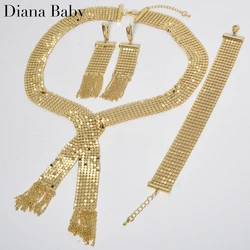 New Style Luxury Set 18K Gold Plated Squama Chain Necklace Fashion Bracelet Big Earrings for Women Girls Party Charm Accessories