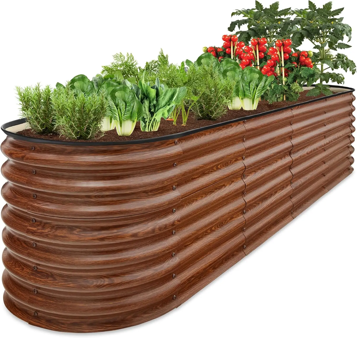 

8x2x2ft Metal Wood Raised Garden Bed Planter Box for Plants, Vegetables, Herbs