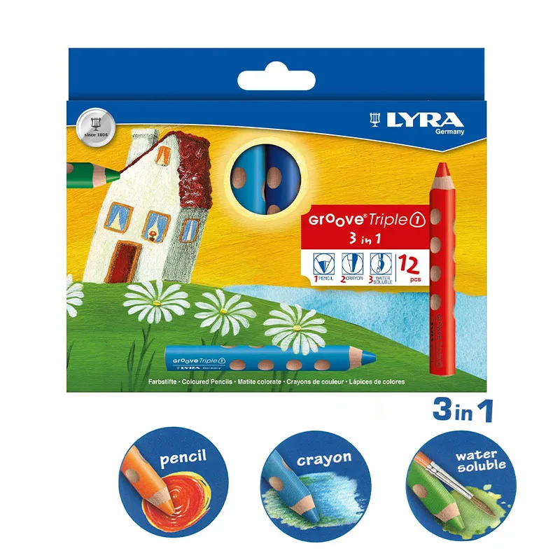 LYRA L3831060 Groove Triple 1 Cardboard Case with 6 Coloured Pencils, Assorted, Multicoloured