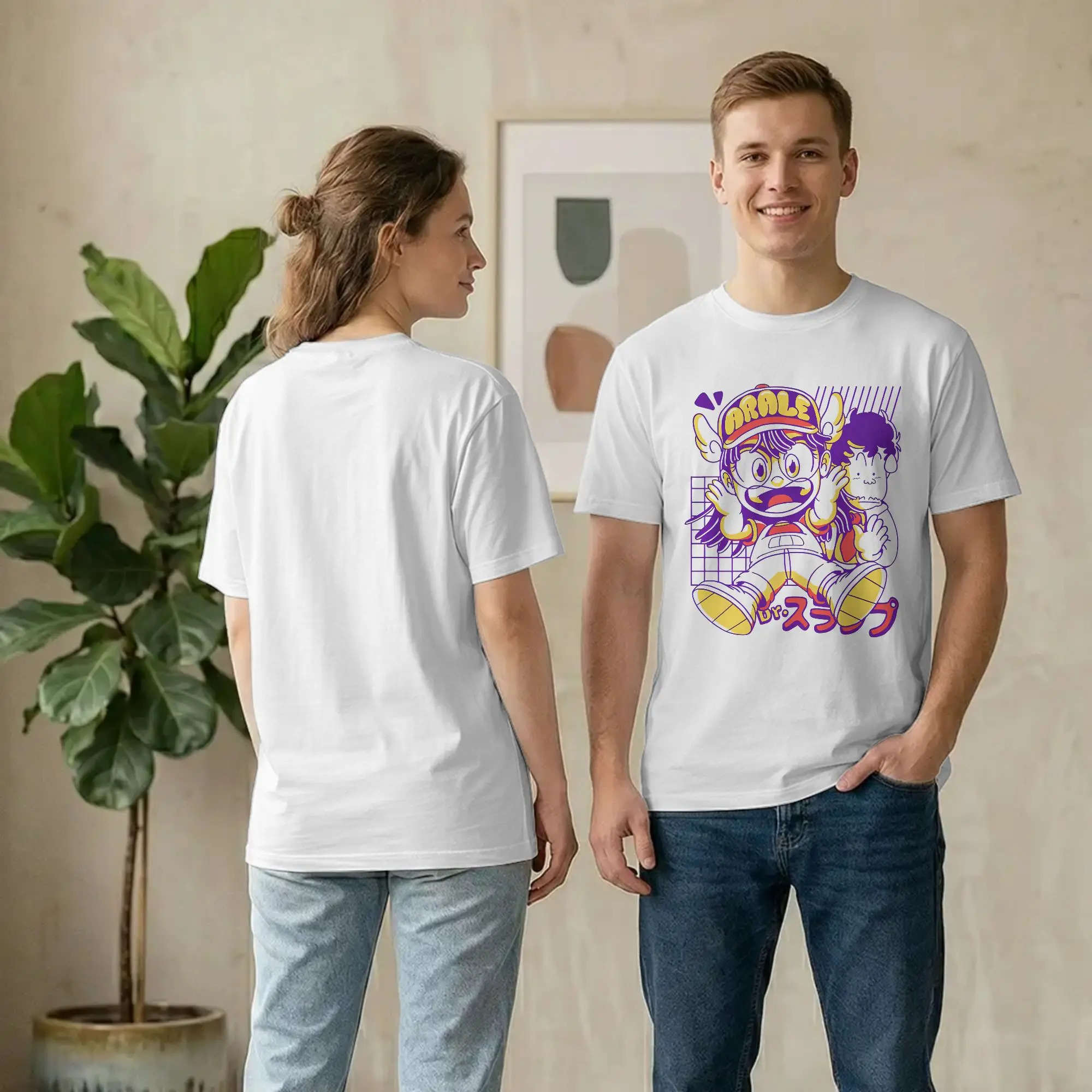 Arale The Android Girl T Shirt Men Women's 100% Cotton Vintage T-Shirts O Neck Dr. Slump Tees Short Sleeve Clothes 4XL 5XL