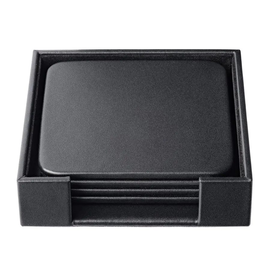 

Black Leather 4Square Coaster Set