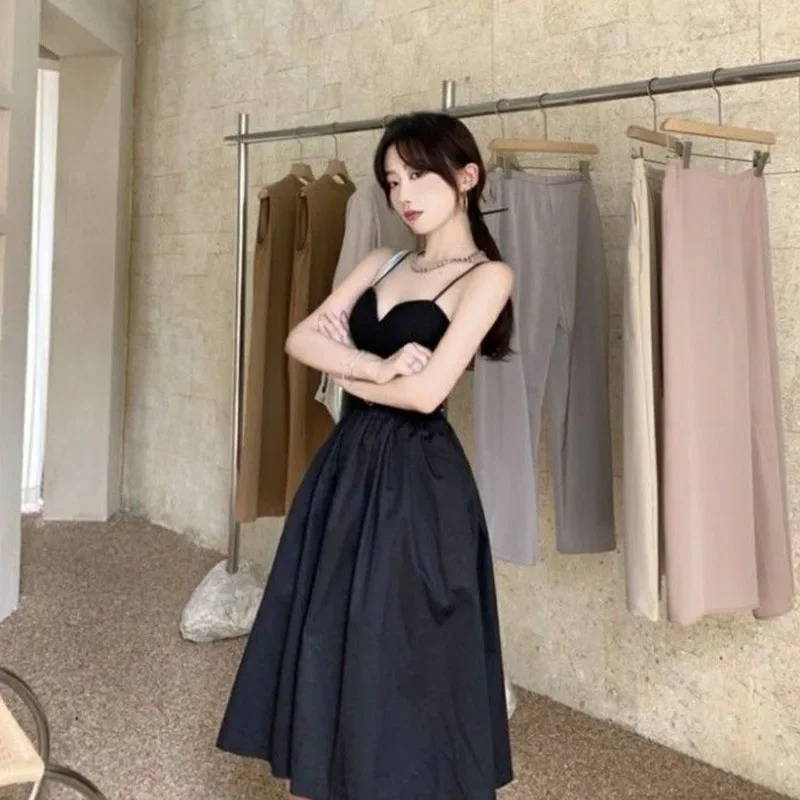 Lucyever Black Spaghetti Strap Dress Women Elegant Evening Backless Party  Dresses Female Korean Fashion Slim Tunics Vestidos - AliExpress 200000345