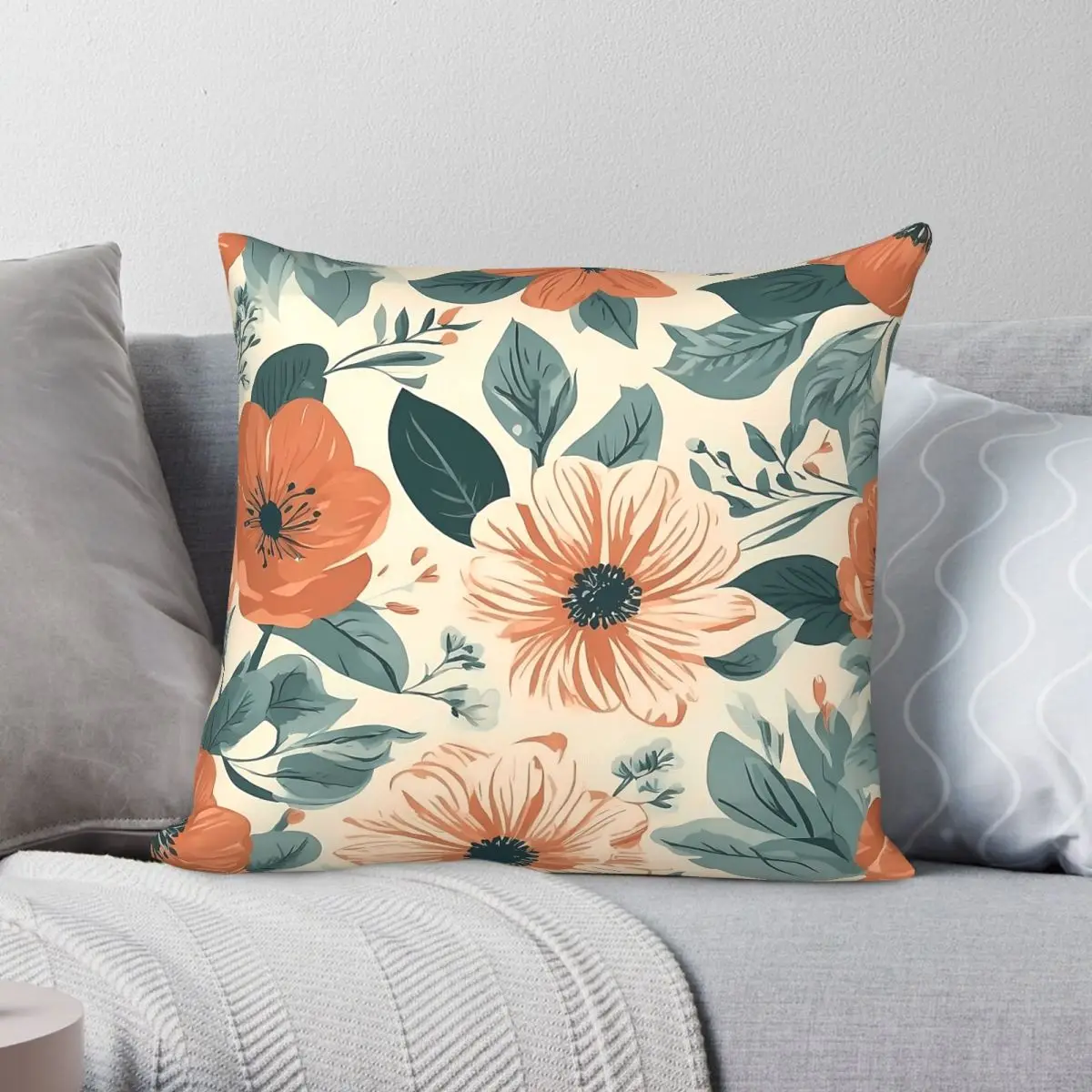 Eternal Garden Exquisite Floral Square Pillowcase Polyester Linen Velvet Creative Zip Decorative Throw Pillow Case Bed Wholesale