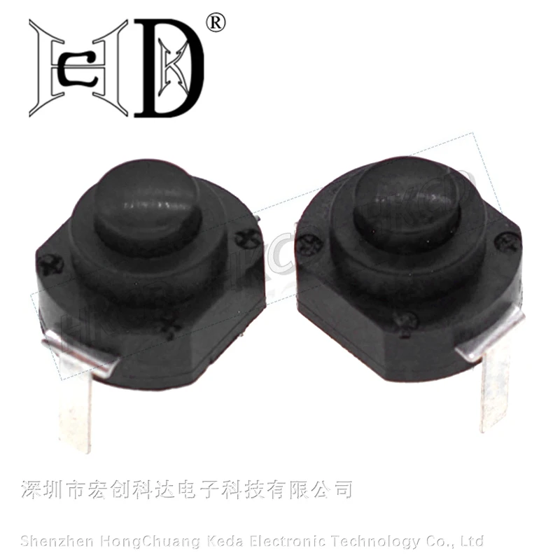 5Pcs 1210-YD 2Pin Vertical Self-Lock Latching Push Switch On Off for Flashlight Electronic Device Repair Replacement